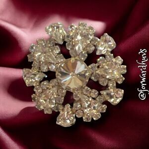 Vintage Silver-Tone Brooch with Glass - Rhinestone Embellishments